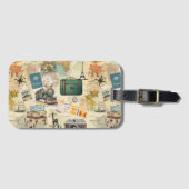 Gepäcktag für Vintage Travel Collage Gepäckanhänger (Vorderseite (Horizontal))
