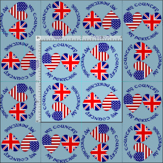Gepackte britische USA Herzflags Country Heritage Stoff