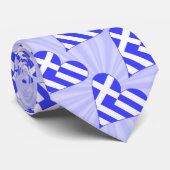Gepackte griechische Flaggen Herz Funky Blue Squig Krawatte (Gerollt)