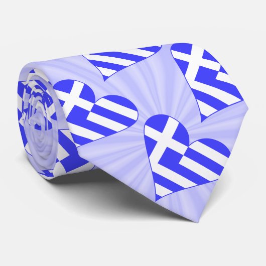 Gepackte griechische Flaggen Herz Funky Blue Squig Krawatte (Gerollt)