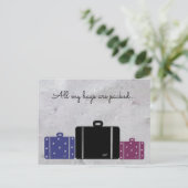 Gepackte Koffer Mit Spruch Postkarte (Stehend Vorderseite)
