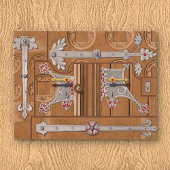 Gepackte Tür Postkarte