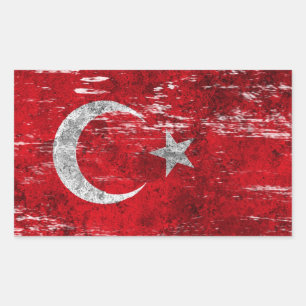 Gepackte und abgenutzte türkische Flagge Rechteckiger Aufkleber