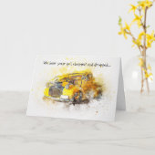 Gepackter und abgestürzter klassischer LKW-Gutsche Karte (Gelbe Blume)