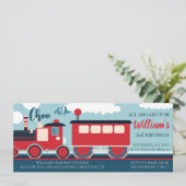 Gepäckwagen Choo Choo Zug Ticket Geburtstag Einladung (Stehend Vorderseite)