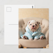 Gepamperter Hund im Bathrobe - Hund Postkarte (Vorne/Hinten)