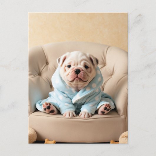 Gepamperter Hund im Bathrobe - Hund Postkarte (Vorderseite)