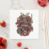 Gepanzerter Katzen-Samurai Serviette (Beispiel)