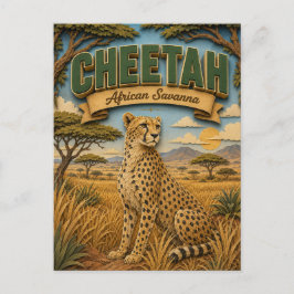 Gepard Afrikanische Savanne POPCUT Postkarte