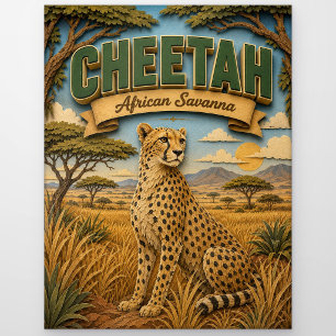 Gepard Afrikanische Savanne Popcut Postkarte