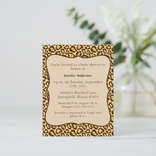 Gepard-Babyparty Einladung (Stehend Vorderseite)