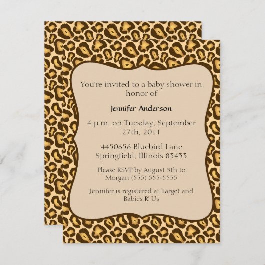 Gepard-Babyparty Einladung (Vorne/Hinten)