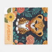 Gepard Blumen Blau Druck Fleecedecke (Vorderseite (Horizontal))