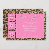 Gepard - es ist ein Mädchen! - Babyparty-Einladung Einladung (Vorne/Hinten)