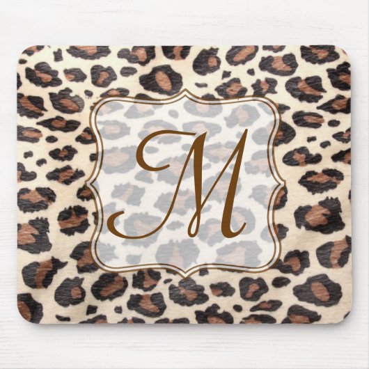 Gepard Flecken Tier Monogramm Anfangsmauspad Mousepad (Vorne)