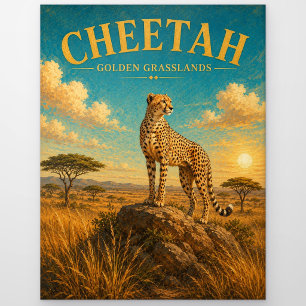 Gepard Goldenes Grasland Aquarell GeoSaga Postkarte