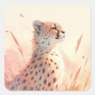 Gepard im Wind der Natur Quadratischer Aufkleber