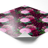 Gepard Leopard Blumenmuster Fotodruck (Ecke)