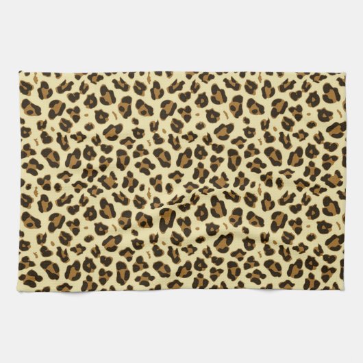 Gepard-Leopard-Druck-Schwarz-Brown-Stellen-Muster Geschirrtuch (Horizontal)