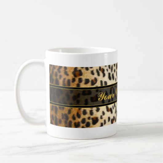 Gepard Leopard Faux Tierprint Kaffeetasse (Links)