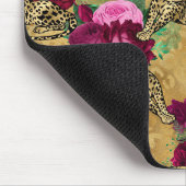 Gepard Leopard Rote Rose Florales Blumenmuster Mousepad (Ecke)