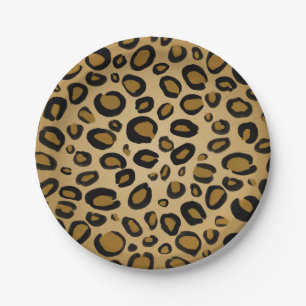 Gepard Leoparden Druck Flecken Gold Beige Hellbrau Pappteller