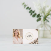 Gepard-Leoparden-Druck-Logo-Foto-QR-Code Visitenkarte (Stehend Vorderseite)