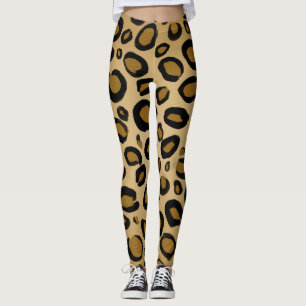 Gepard Leoparden-Druck Punkte Gold Beige Beige-bra Leggings