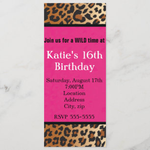 Gepard Leopardendruck Hot Pink Party-Einladung Einladung