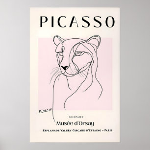 Gepard-Linienkunst-Druck, Picasso-Plakat, Minimali Poster