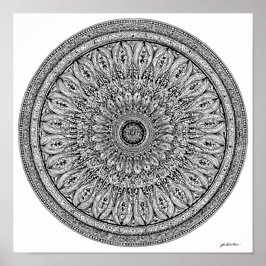 Gepard-Mandala komplizierte Färbungsseite Poster (Vorne)