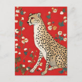 Gepard mit Blume Postkarte (Vorderseite)