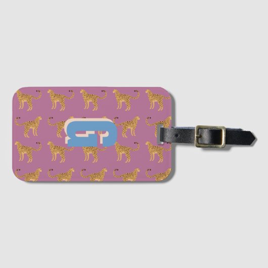 Gepard, mit Monogramm Gepäckanhänger (Vorderseite (Horizontal))