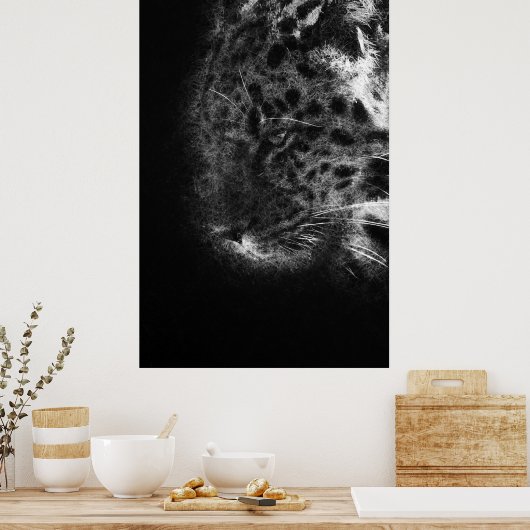 Gepard mit naher dekorativer Kunst Poster (Küche)