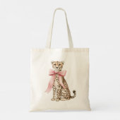 Gepard mit rosa Schleife personalisiert Tragetasche (Rückseite)