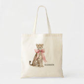 Gepard mit rosa Schleife personalisiert Tragetasche (Vorne)