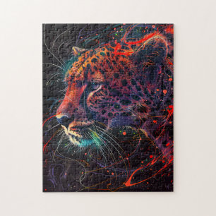 Gepard mit rötlichen Lichtspuren Puzzle