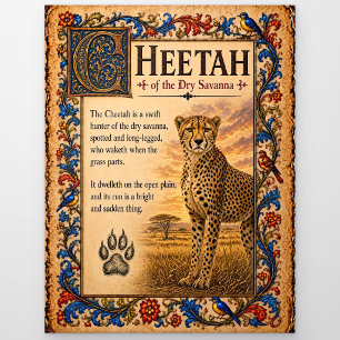 Gepard, mittelalterliche Bestiarien-Kunst Postkarte
