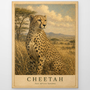 Gepard Ostafrikanische Savanne VINTAGE Postkarte