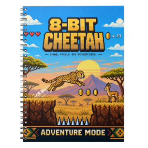 Gepard, Retro 8-Bit Pixelkunst Notizblock