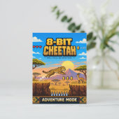 Gepard, Retro-8-Bit-Pixelkunst Postkarte (Stehend Vorderseite)