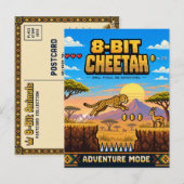 Gepard, Retro-8-Bit-Pixelkunst Postkarte (Vorne/Hinten)