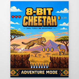 Gepard, Retro-8-Bit-Pixelkunst Postkarte