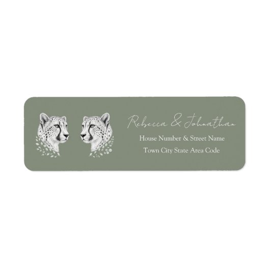 Gepard Sage Eleganter Wildtier-Stil Rücksendeadres (Vorne)
