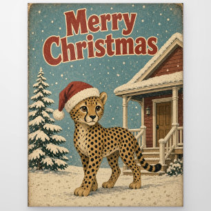 Gepard Schnee Veranda Tier Weihnachten Postkarte