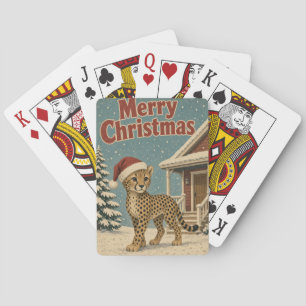 Gepard Schnee Veranda Tier Weihnachten Spielkarten