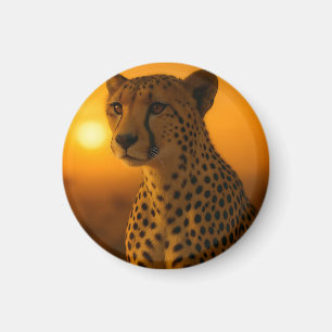 Gepard Sonnenuntergangs-Portrait Magnet