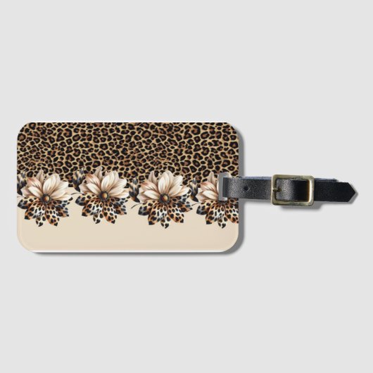 Gepard-Tierdruck & Blumen Chic Gepäckanhänger (Vorderseite (Horizontal))