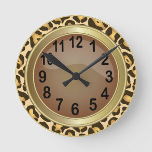 Gepard-Tierdruck mit Brown Runde Wanduhr