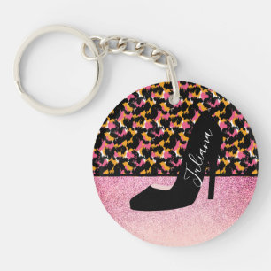 Gepard-Tierdruck Rosa Perlen-Heftanhänger Schlüsselanhänger
